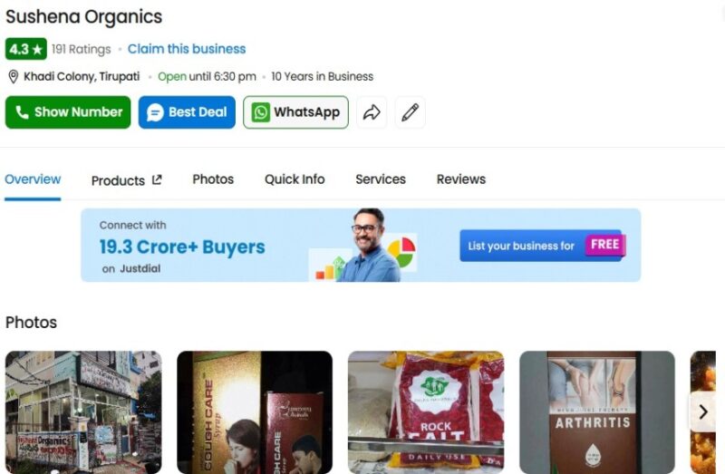 Sushena Organic Stores